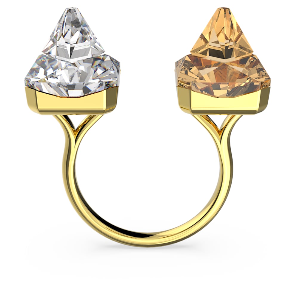 Ortyx open ring, Pyramid cut, Yellow, Gold-tone plated by SWAROVSKI