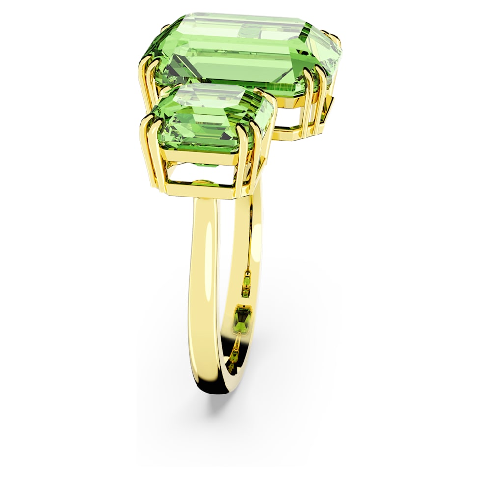 Millenia open ring, Octagon cut, Green, Gold-tone plated by SWAROVSKI
