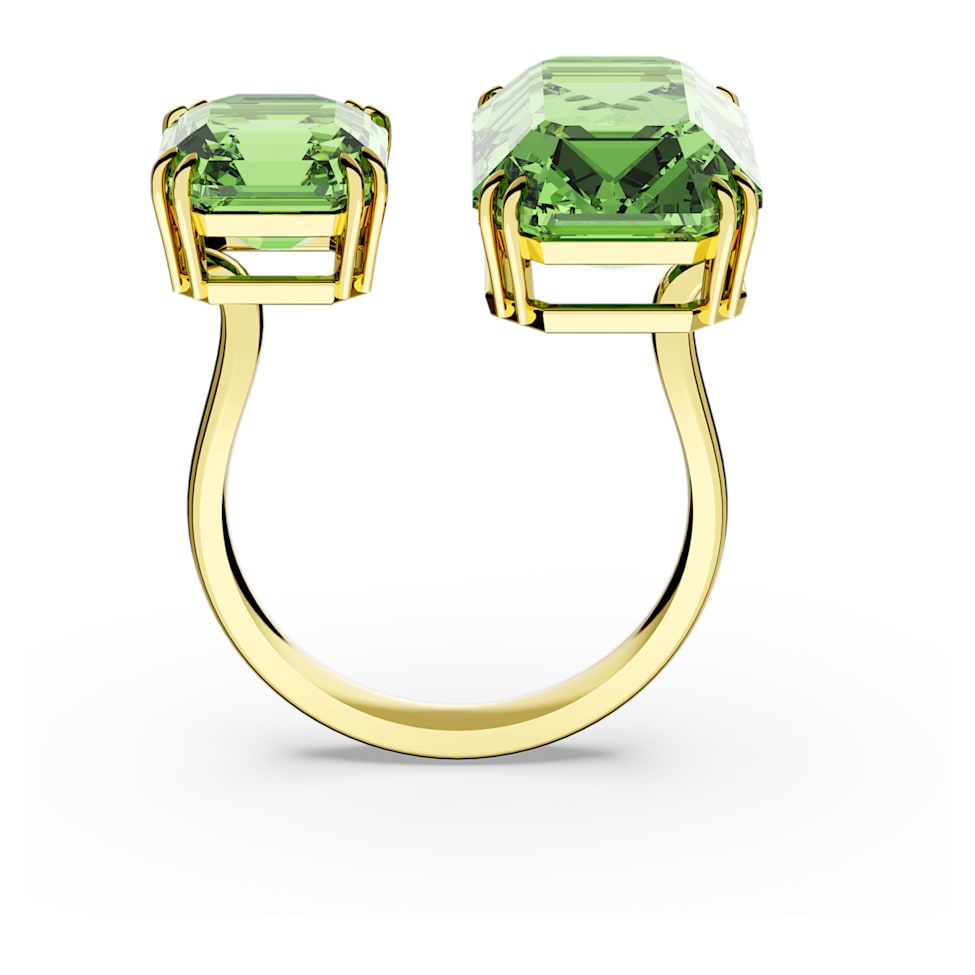 Millenia open ring, Octagon cut, Green, Gold-tone plated by SWAROVSKI