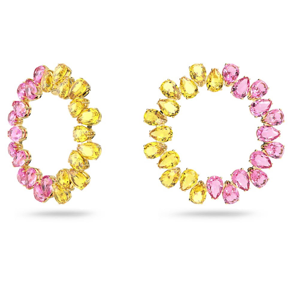 Millenia hoop earrings, Pear cut, Large, Multicolored, Gold-tone plated by SWAROVSKI