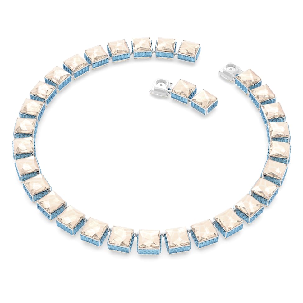 Orbita necklace, Magnetic closure, Square cut, Multicoloured, Rhodium plated by SWAROVSKI