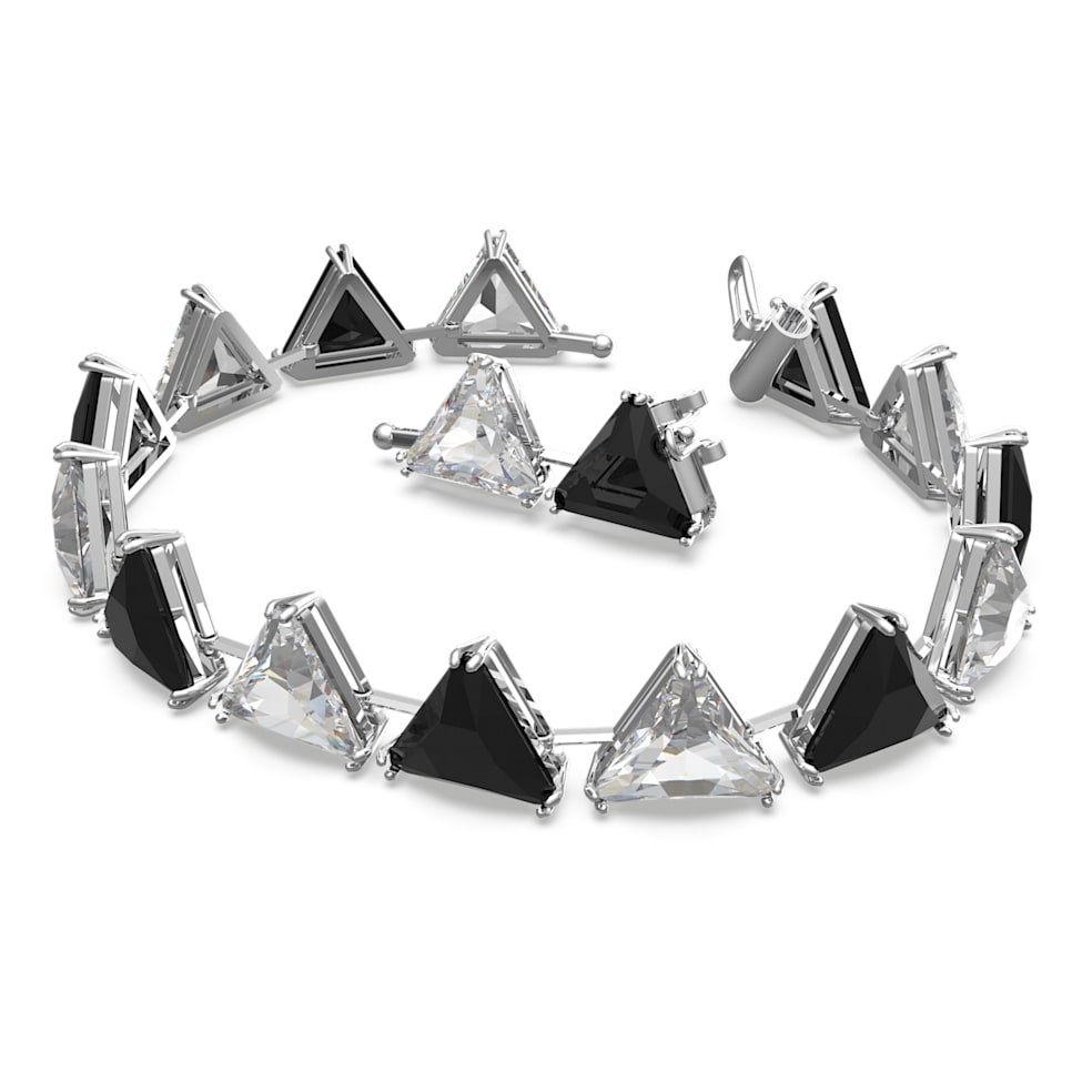 Ortyx bracelet, Triangle cut, Black, Rhodium plated by SWAROVSKI