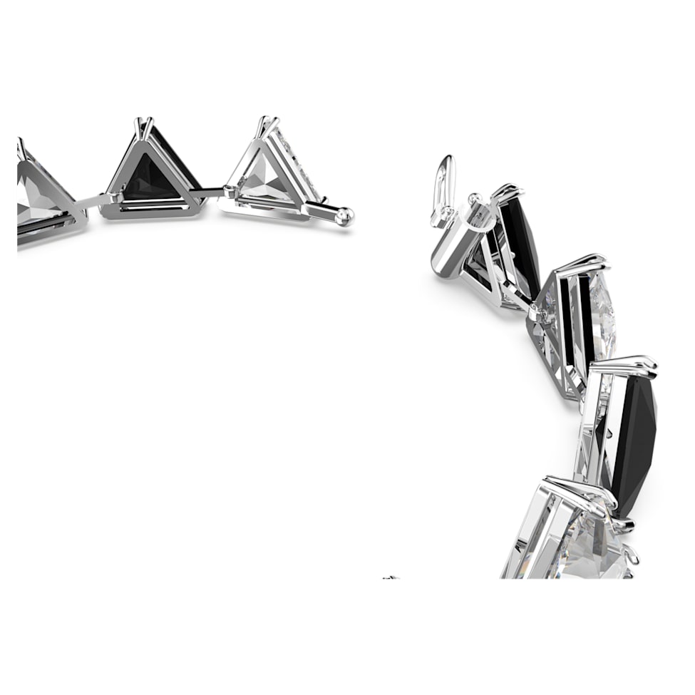 Ortyx bracelet, Triangle cut, Black, Rhodium plated by SWAROVSKI
