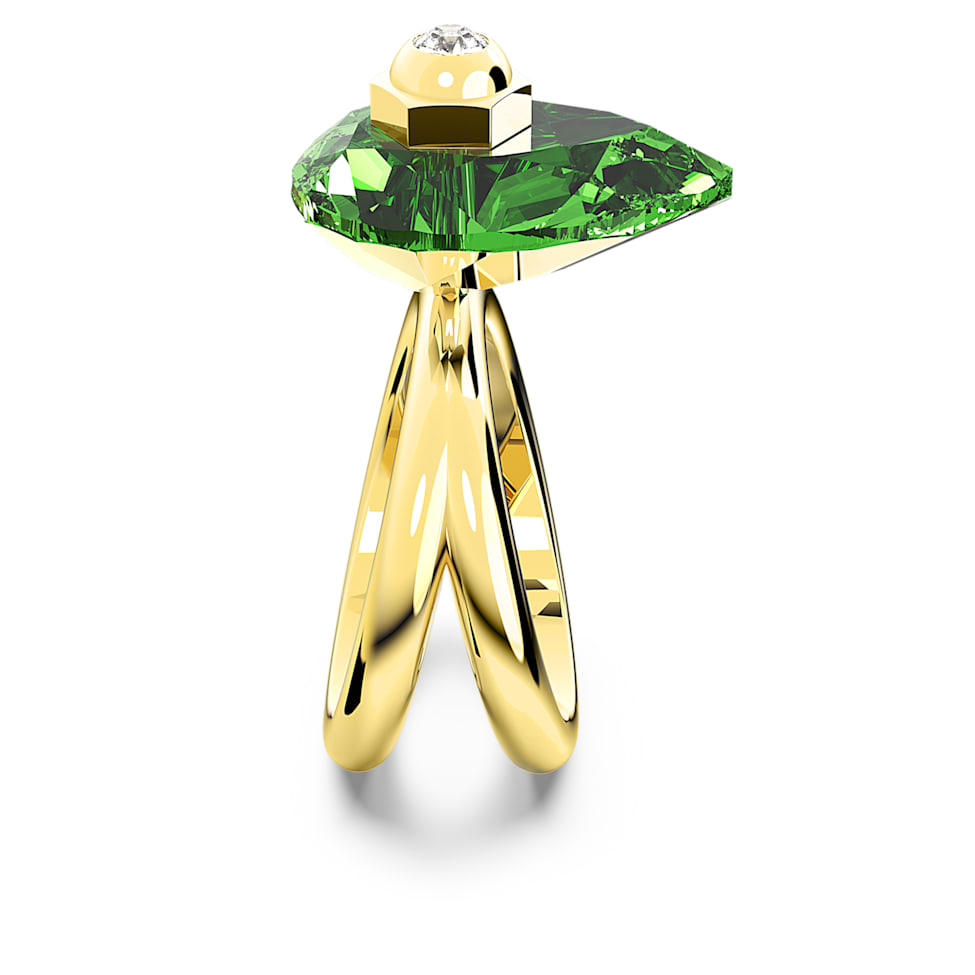 Numina ring, Pear cut, Green, Gold-tone plated by SWAROVSKI