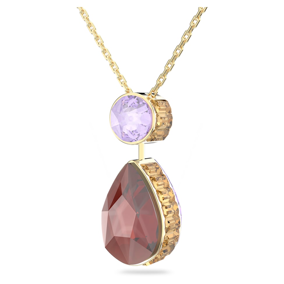 Orbita necklace, Drop cut, Small, Multicolored, Gold-tone plated by SWAROVSKI