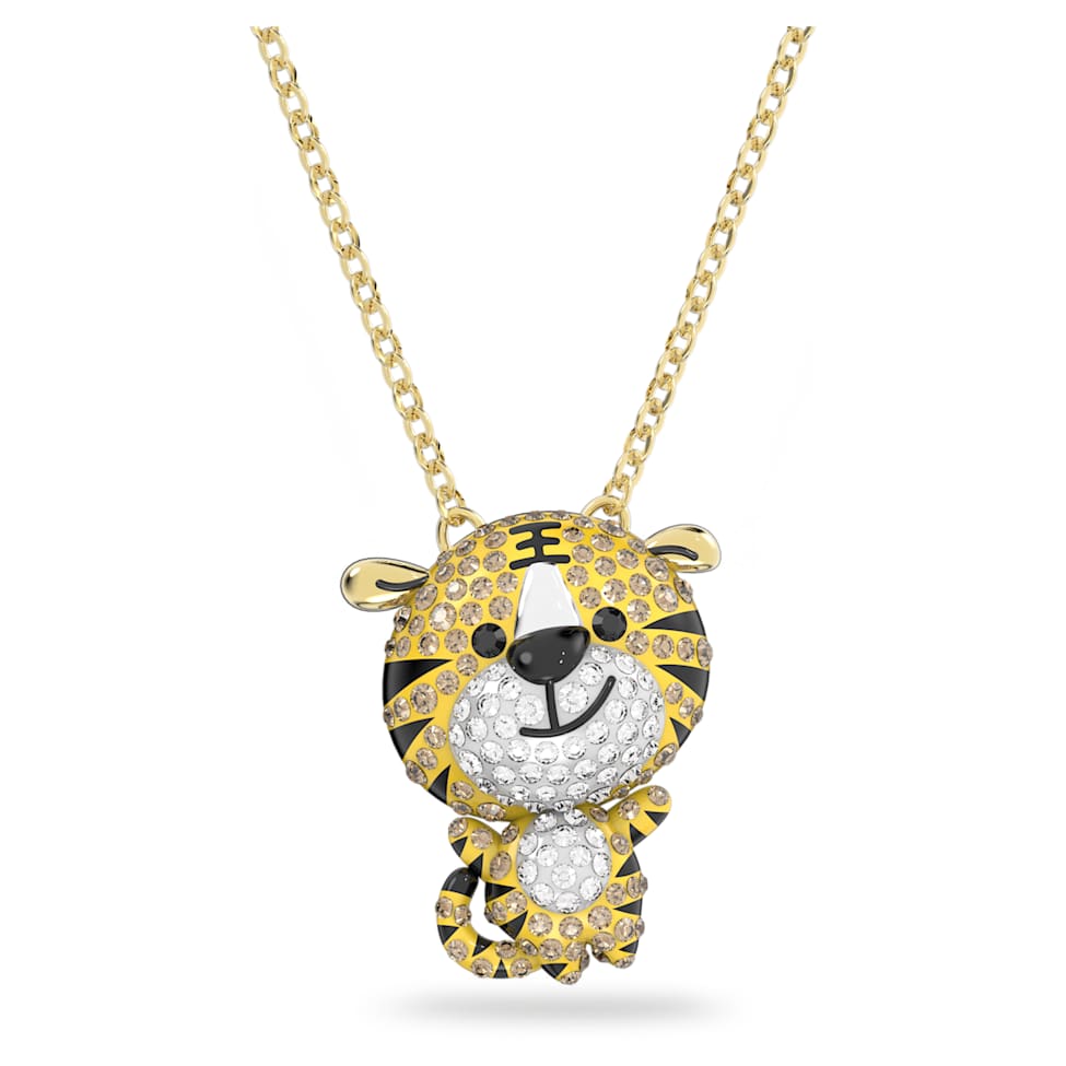 Zodiac Tiger pendant, Tiger, Yellow, Gold-tone plated by SWAROVSKI
