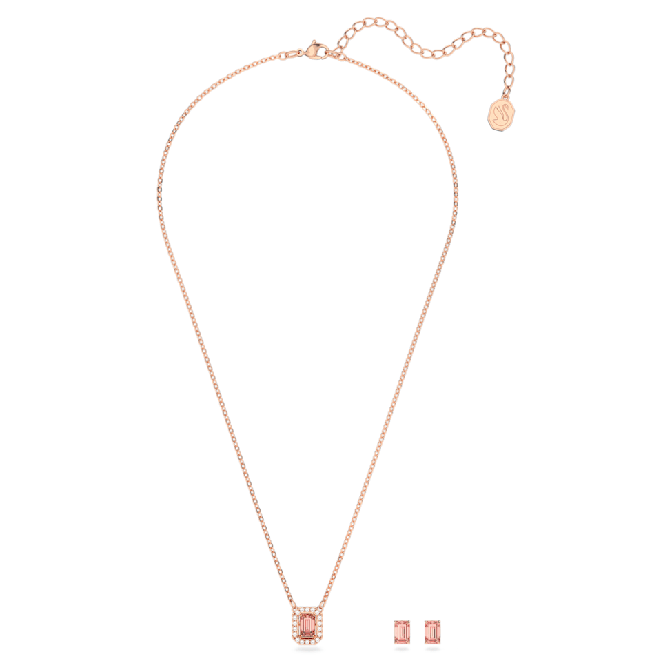 Millenia set, Octagon cut, Pink, Rose gold-tone plated by SWAROVSKI