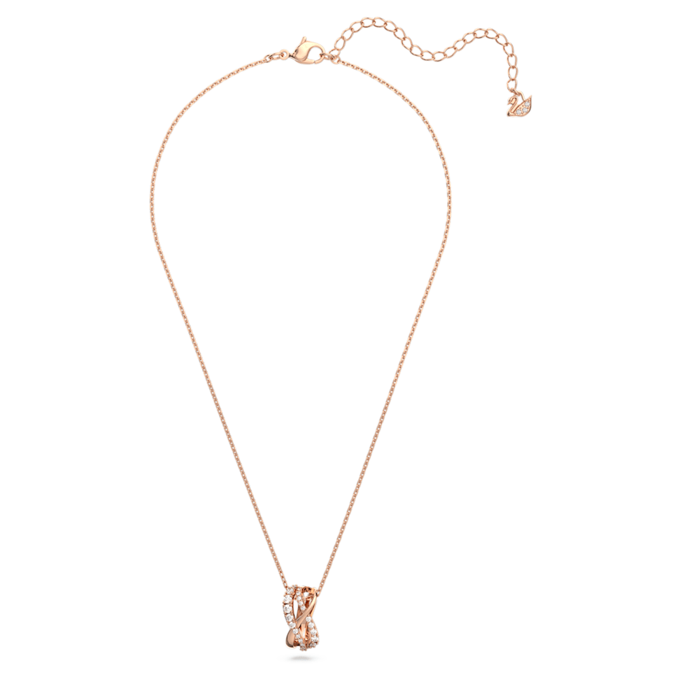 Twist necklace, White, Rose gold-tone plated by SWAROVSKI