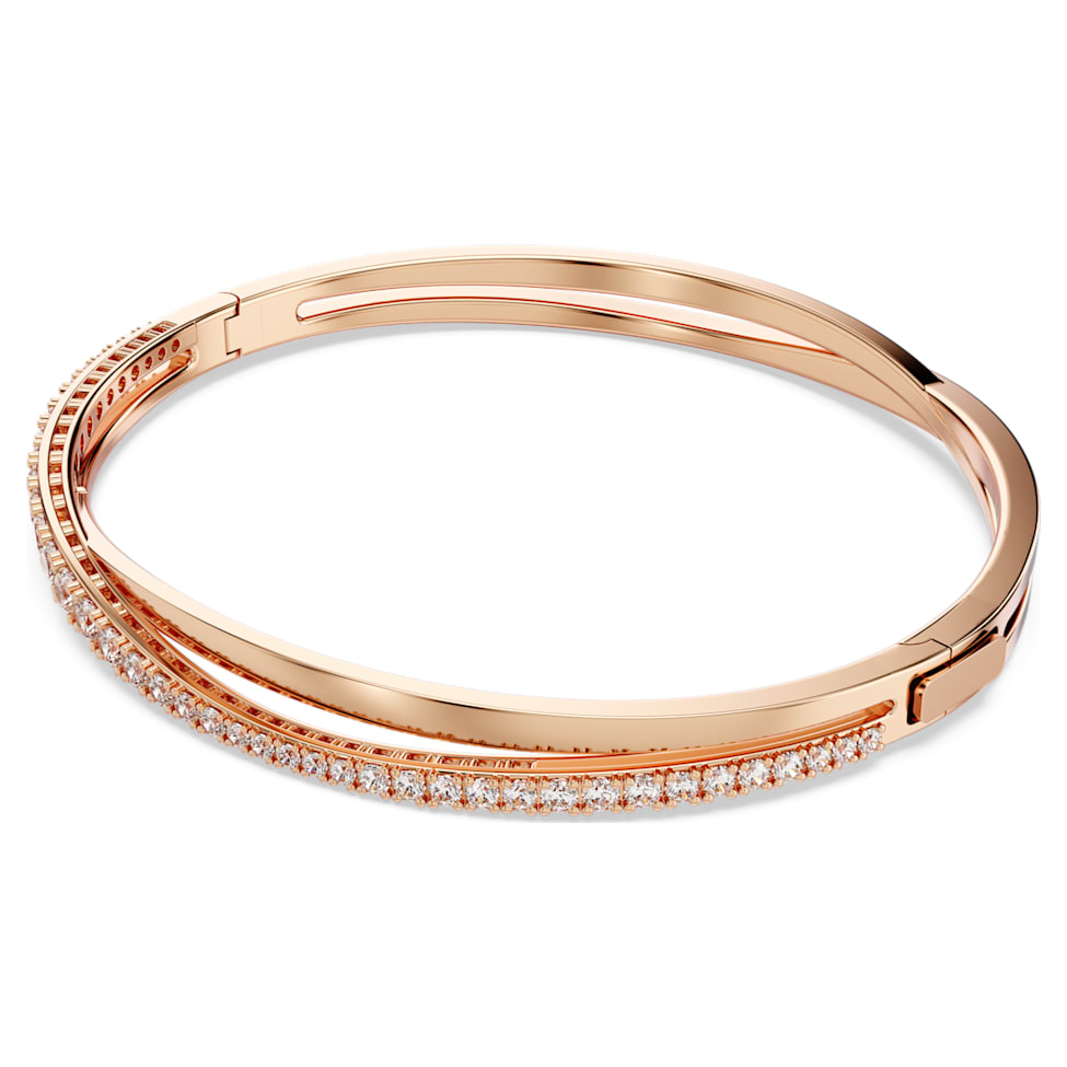 Twist bracelet, White, Rose gold-tone plated by SWAROVSKI