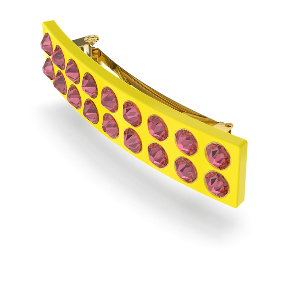 Hair clip, Round cut, Rectangular shape, Pink, Gold-tone plated by SWAROVSKI