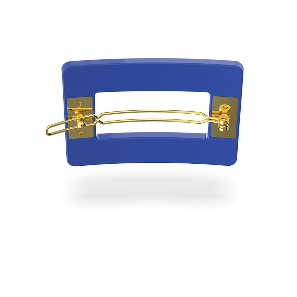 Hair clip, Round cut, Rectangular shape, Blue, Gold-tone plated by SWAROVSKI