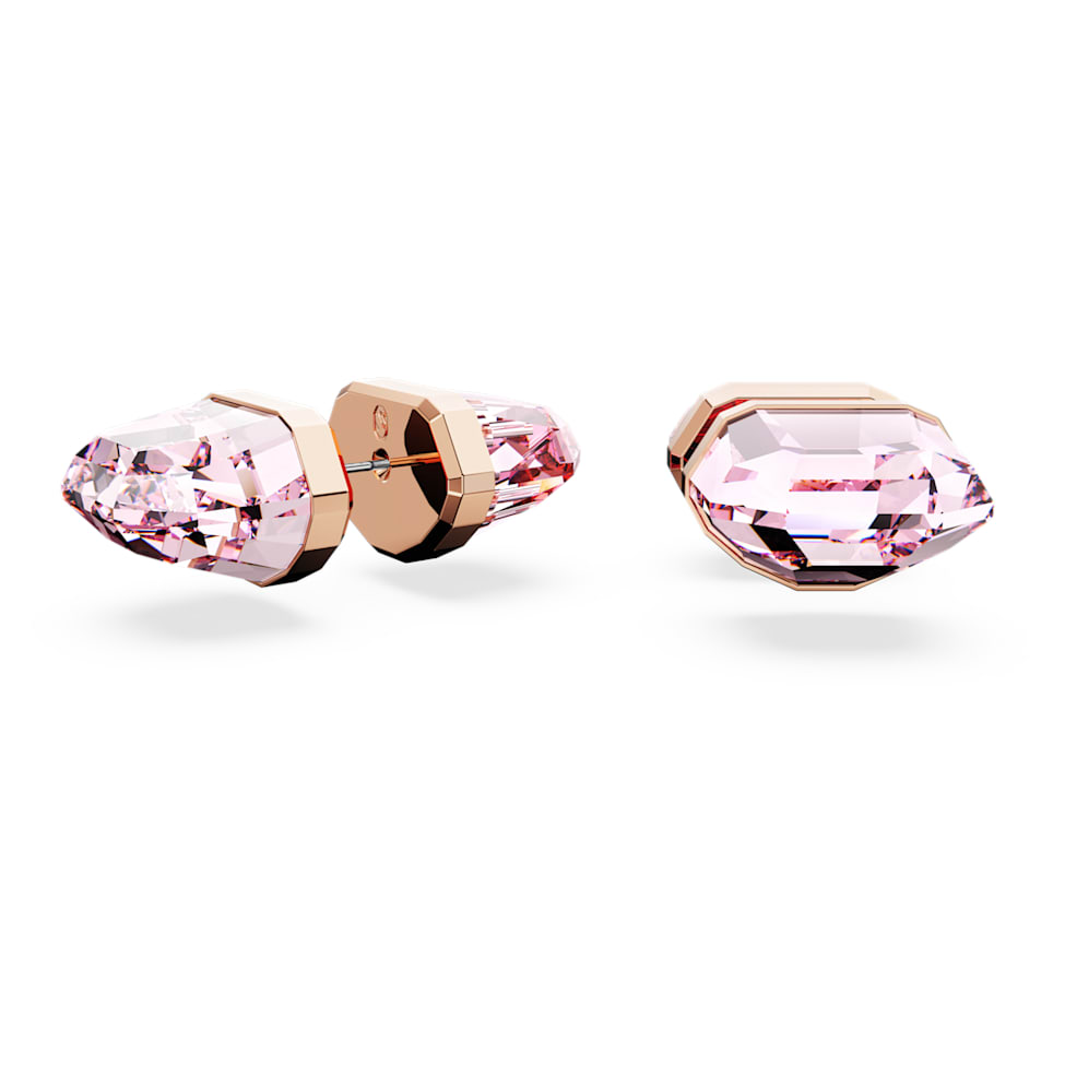 Lucent stud earrings, Pink, Rose gold-tone plated by SWAROVSKI