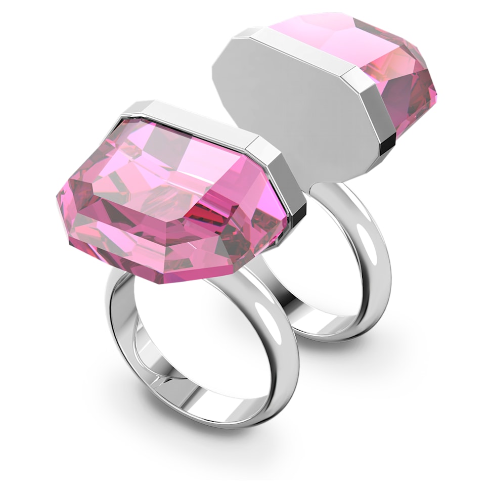 Lucent ring, Magnetic closure, Pink, Rhodium plated by SWAROVSKI