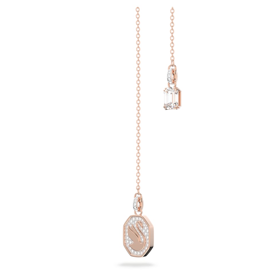 Signum Y necklace, Swan, White, Rose gold-tone plated by SWAROVSKI