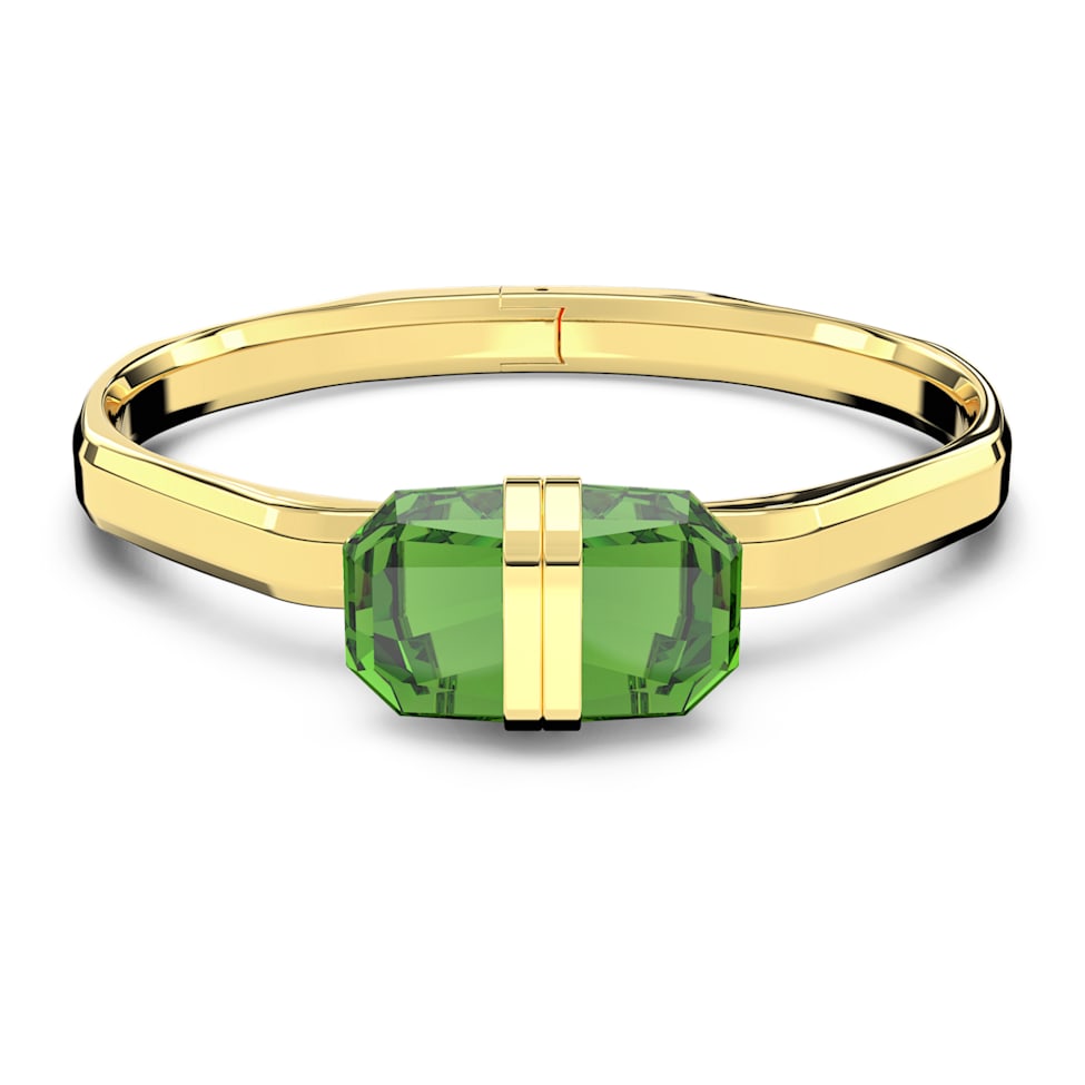 Lucent bangle, Magnetic closure, Green, Gold-tone finish by SWAROVSKI