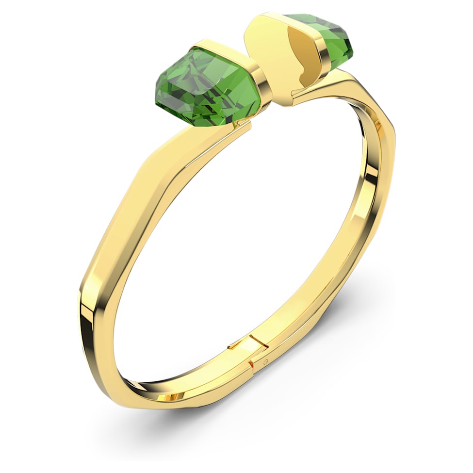 Lucent bangle, Magnetic closure, Green, Gold-tone finish by SWAROVSKI