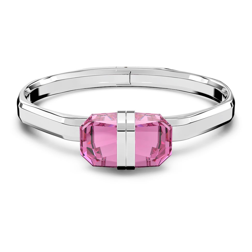 Lucent bangle, Magnetic closure, Pink, Stainless steel by SWAROVSKI