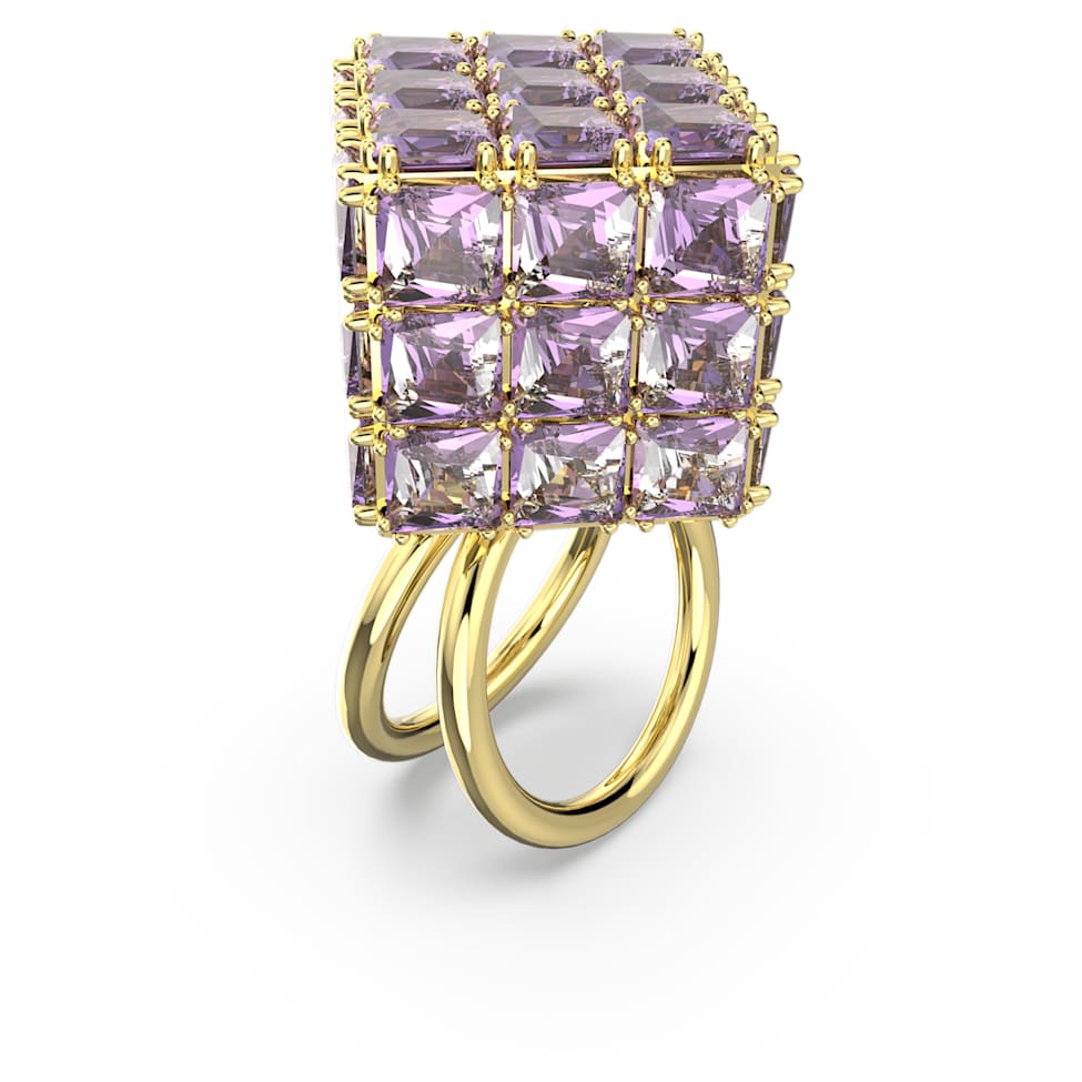 Curiosa cocktail ring, Square cut, Purple, Gold-tone plated by SWAROVSKI