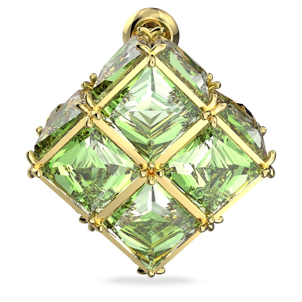 Curiosa stud earring, Single, Square cut, Green, Gold-tone plated by SWAROVSKI