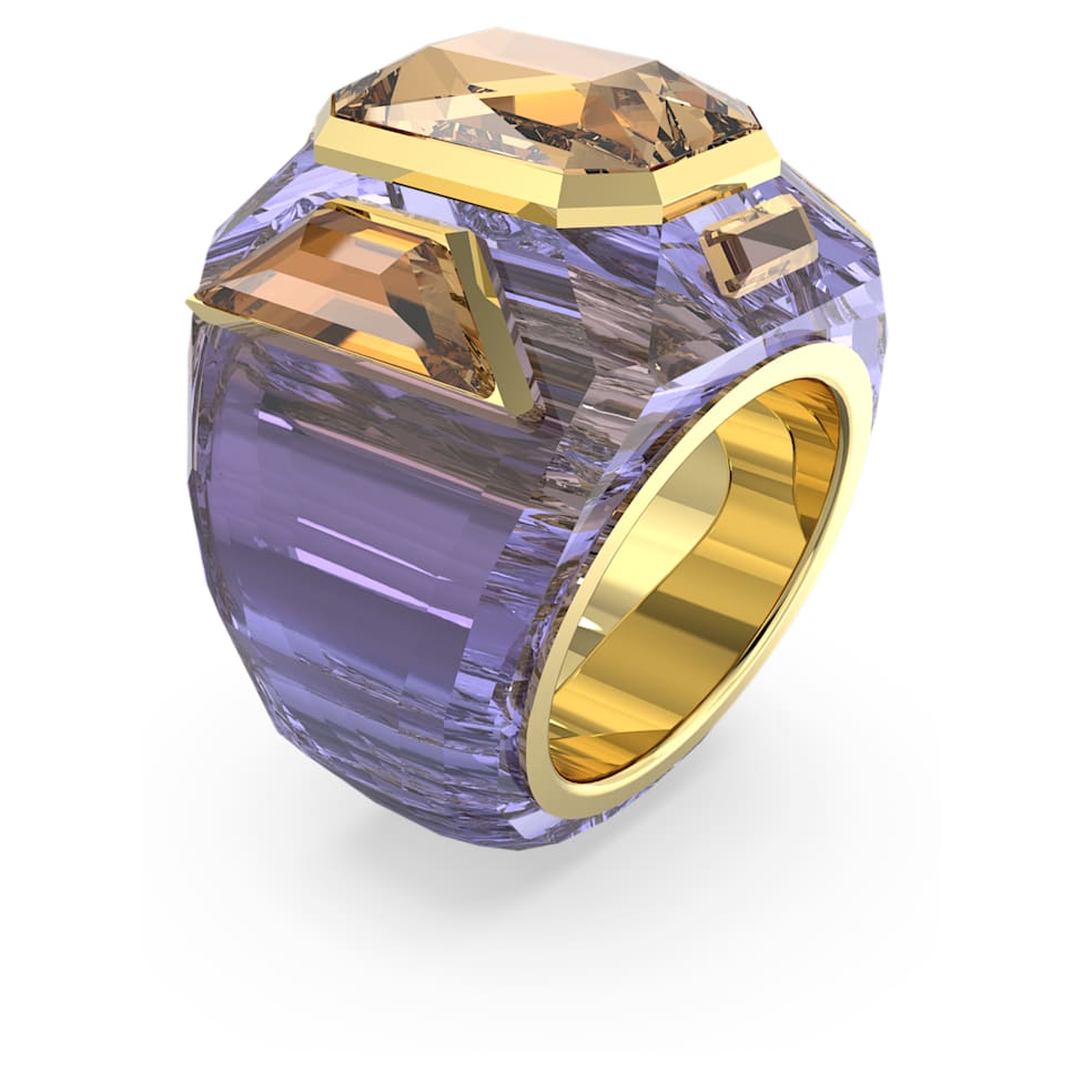Chroma cocktail ring, Purple, Gold-tone plated by SWAROVSKI