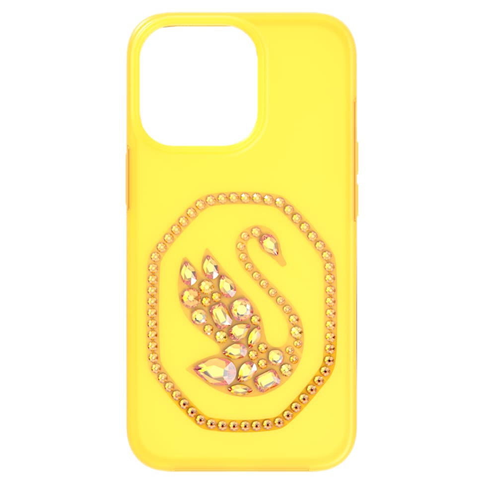 Smartphone case, Swan, iPhone® 13, Yellow by SWAROVSKI