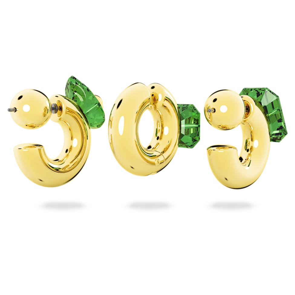 Numina hoop earrings, Set (3), Mixed cuts, Green, Gold-tone plated by SWAROVSKI