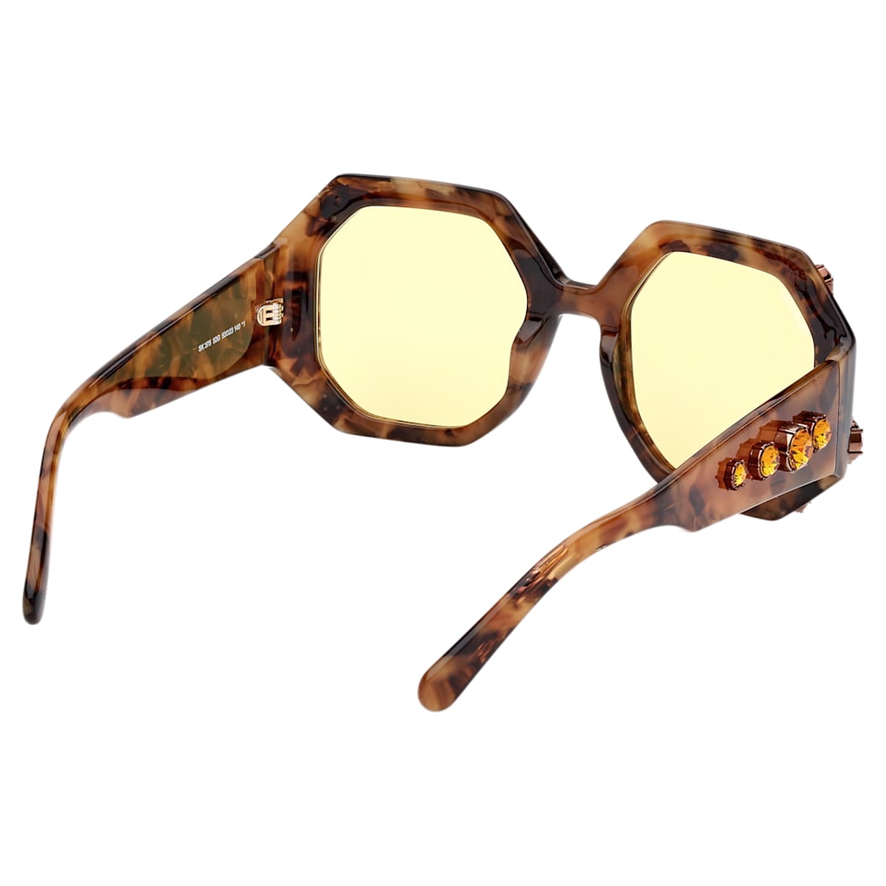 Sunglasses, Oversized, Octagon shape, SK0375 52G, Brown by SWAROVSKI