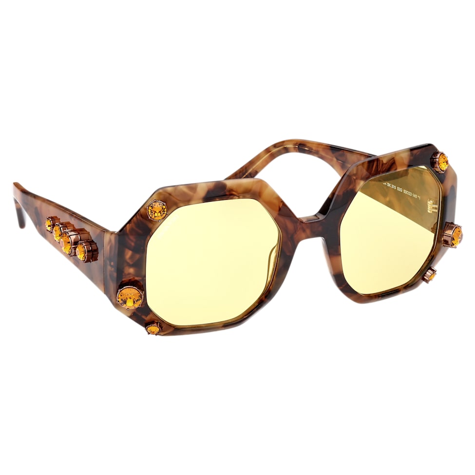 Sunglasses, Oversized, Octagon shape, SK0375 52G, Brown by SWAROVSKI