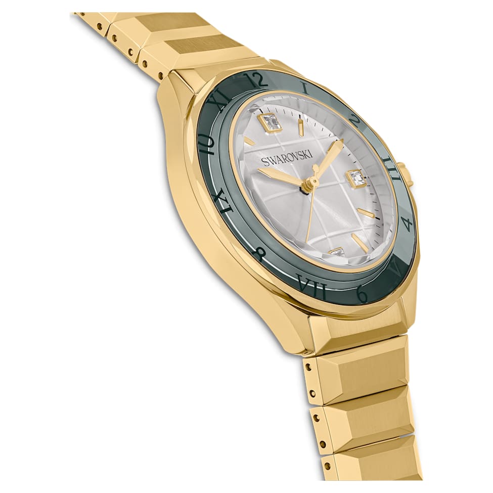 Watch, 37mm, Swiss Made, Metal bracelet, Gold tone, Gold-tone finish by SWAROVSKI