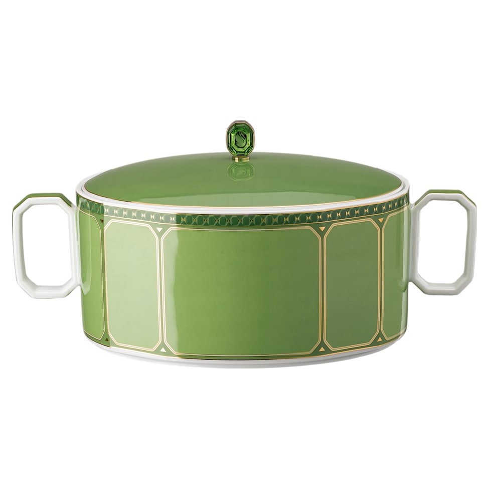 Signum bowl, Porcelain, Green by SWAROVSKI