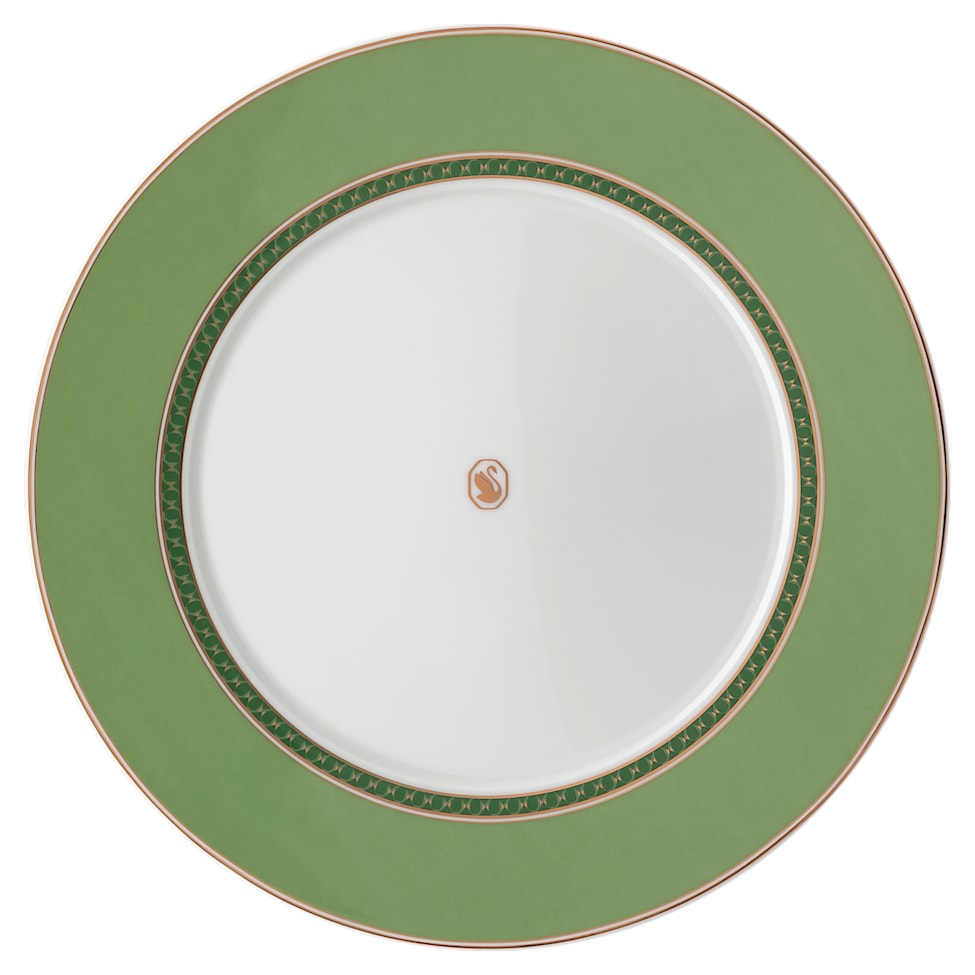 Signum dinner plate, Porcelain, Green by SWAROVSKI