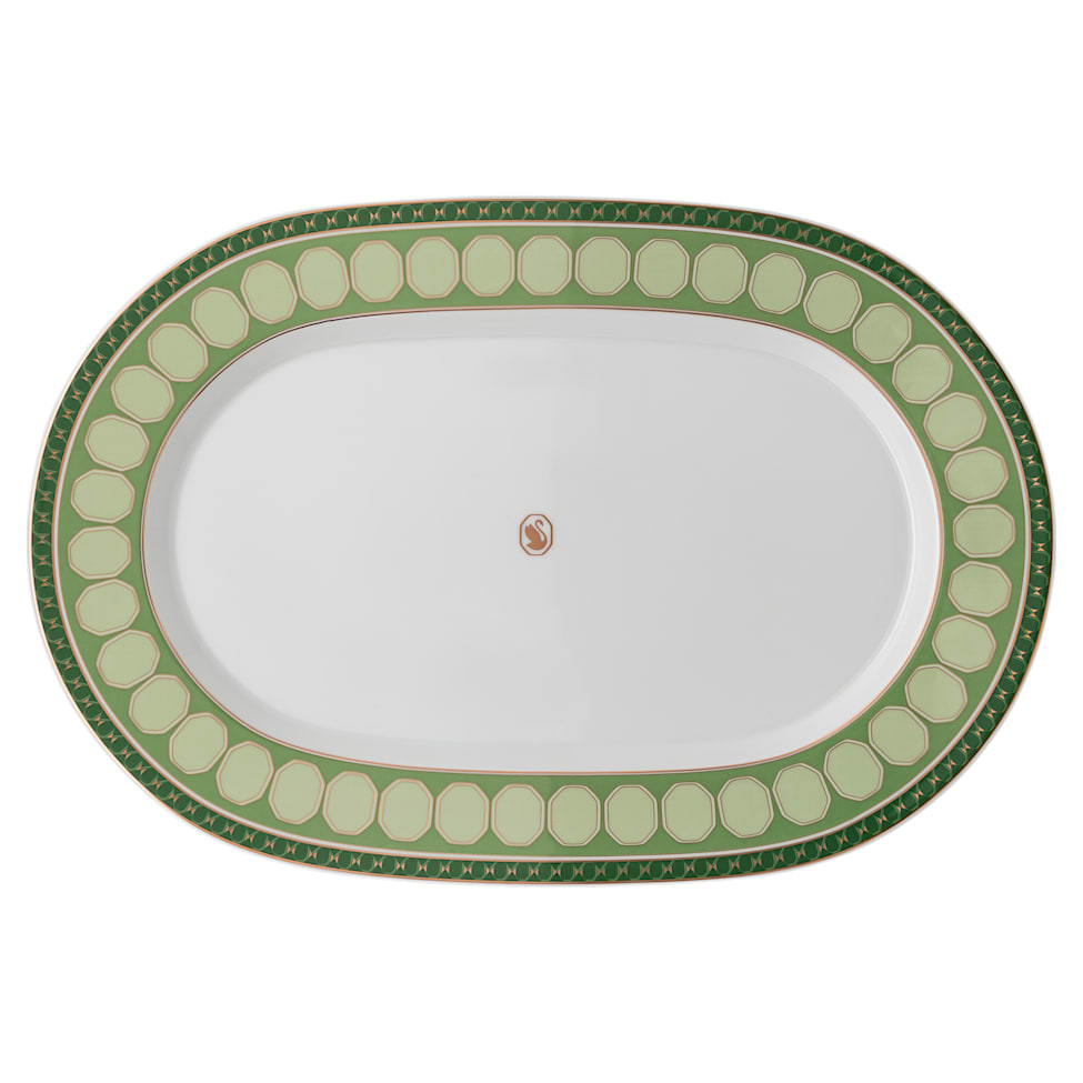 Signum platter plate, Porcelain, Large, Green by SWAROVSKI