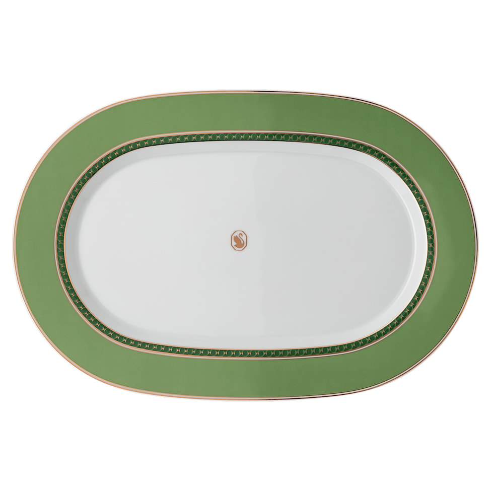 Signum platter plate, Porcelain, Small, Green by SWAROVSKI