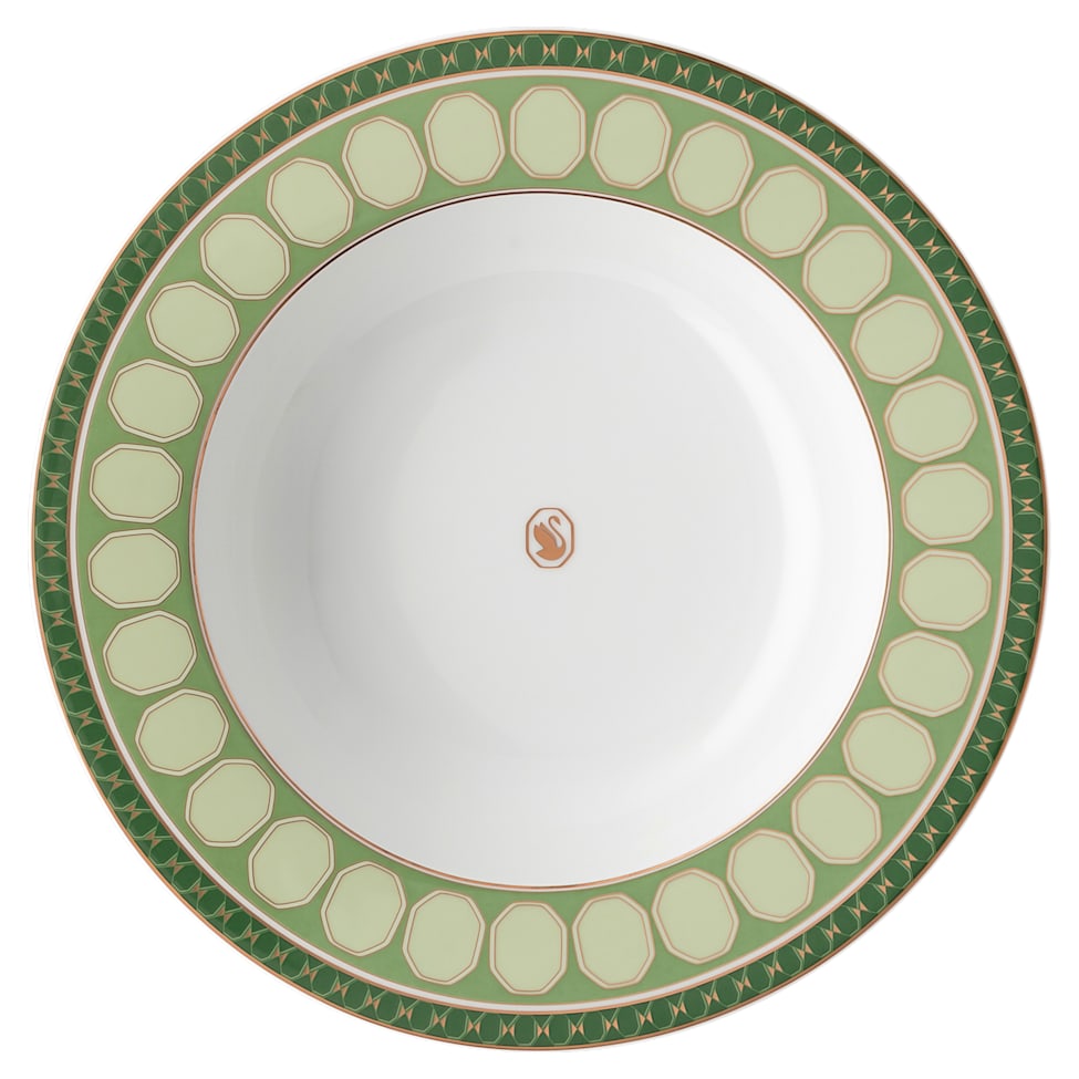 Signum soup plate, Porcelain, Green by SWAROVSKI