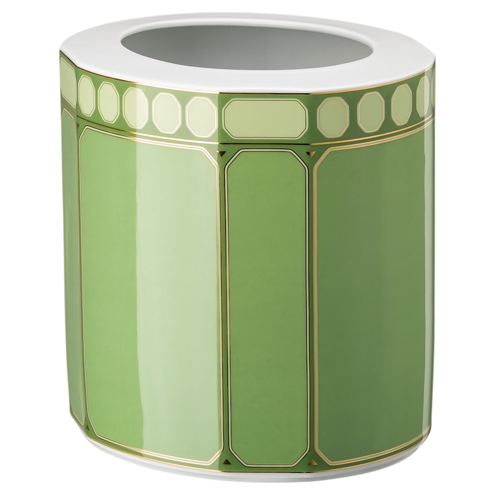 Signum vase, Porcelain, Wide, Green by SWAROVSKI