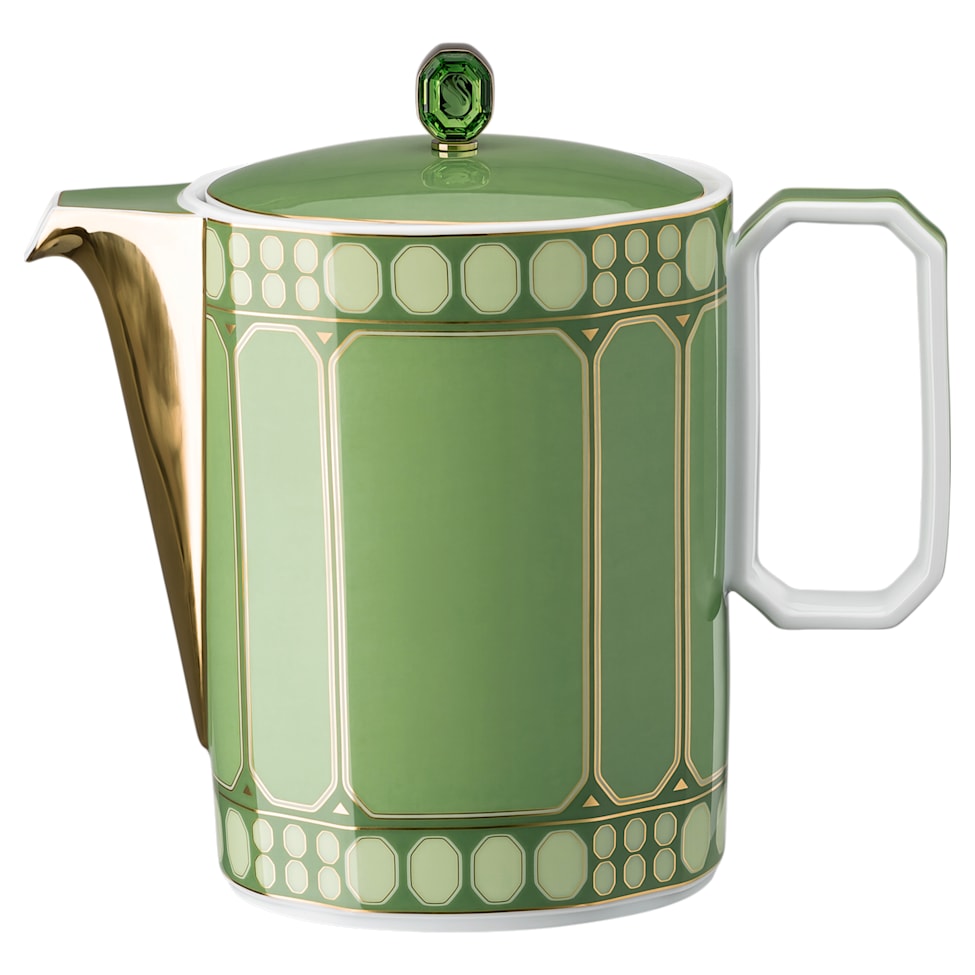 Signum coffee pot, Porcelain, Green by SWAROVSKI