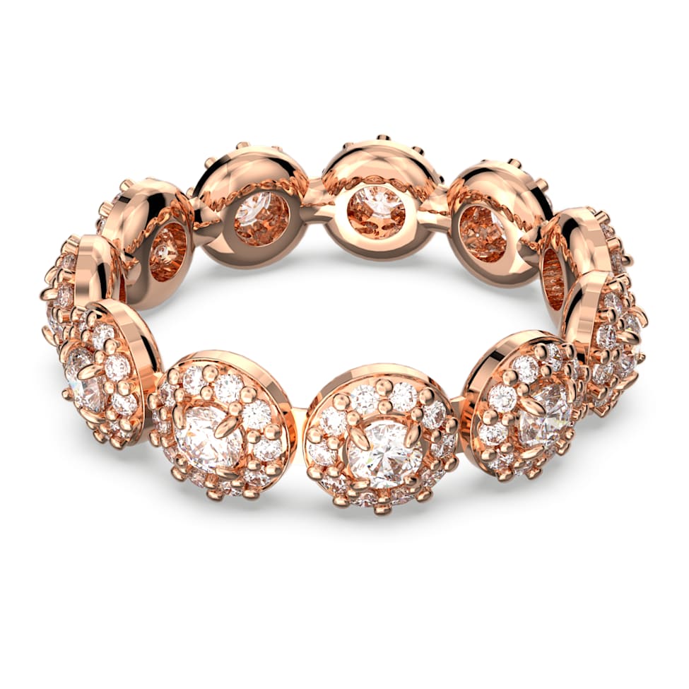 Constella ring, Round cut, Pavé, White, Rose gold-tone plated by SWAROVSKI