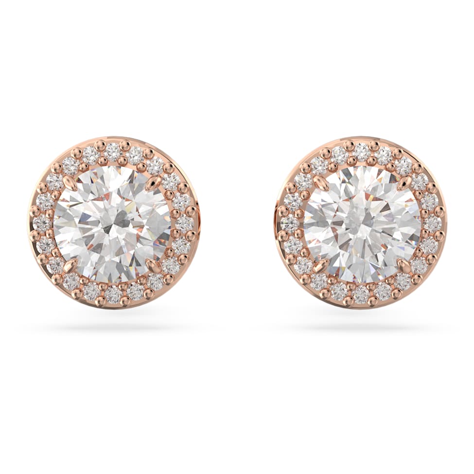 Constella stud earrings, Round cut, Pavé, White, Rose gold-tone plated by SWAROVSKI
