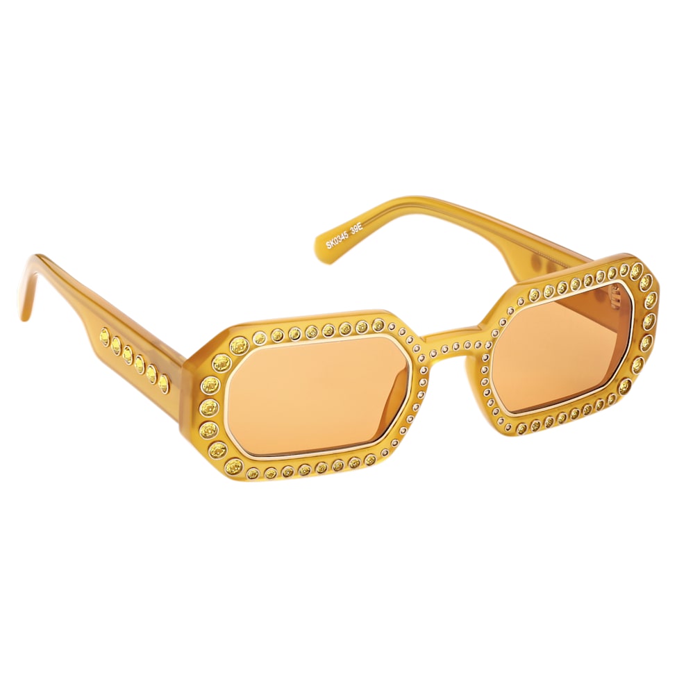 Sunglasses, Octagon shape, Pavé, SK0345 39E, Orange by SWAROVSKI
