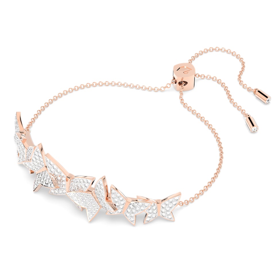 Lilia bracelet, Butterfly, White, Rose gold-tone plated by SWAROVSKI