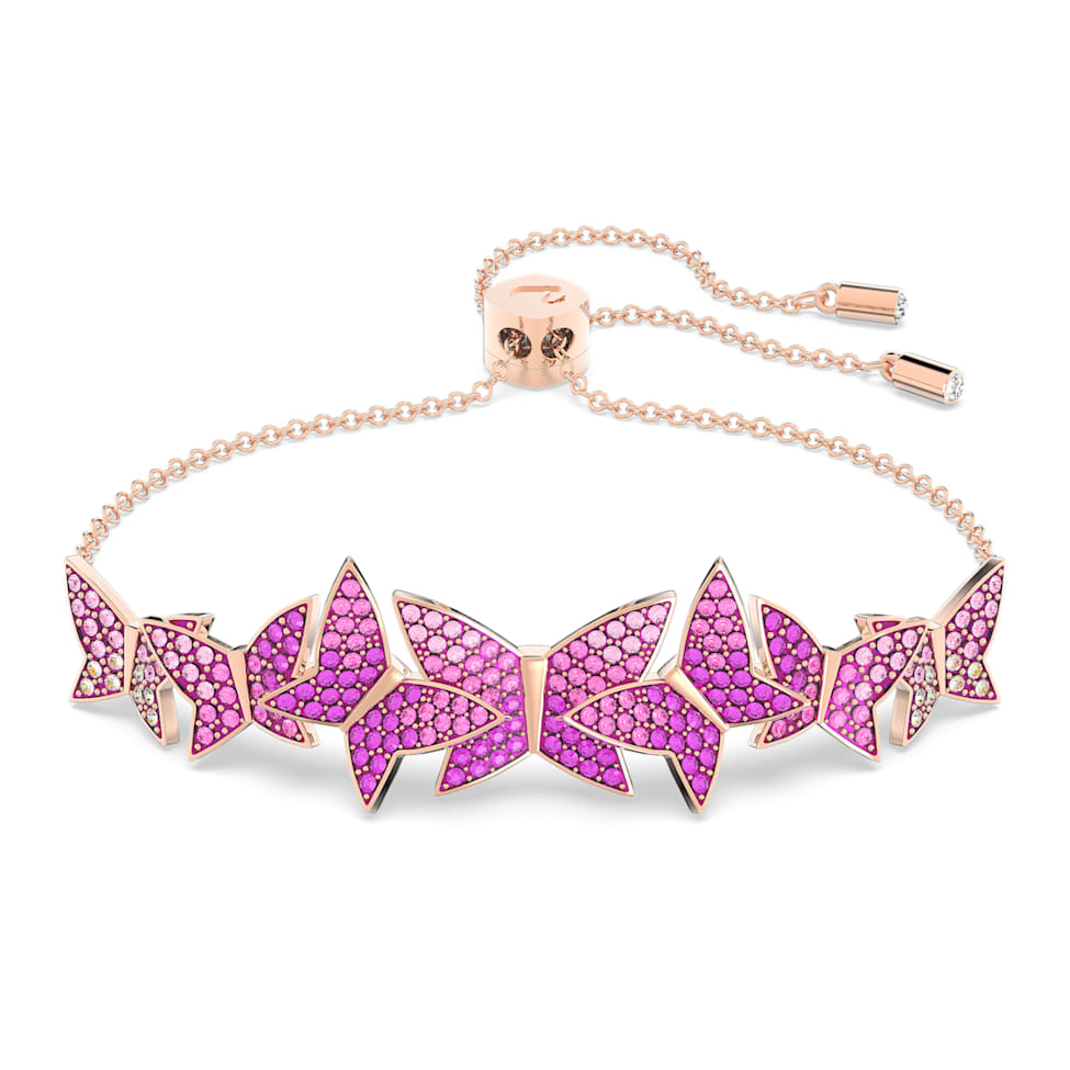 Lilia bracelet, Butterfly, Pink, Rose gold-tone plated by SWAROVSKI