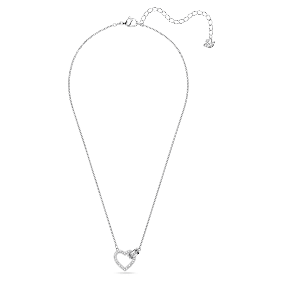 Lovely necklace, Heart, White, Rhodium plated by SWAROVSKI