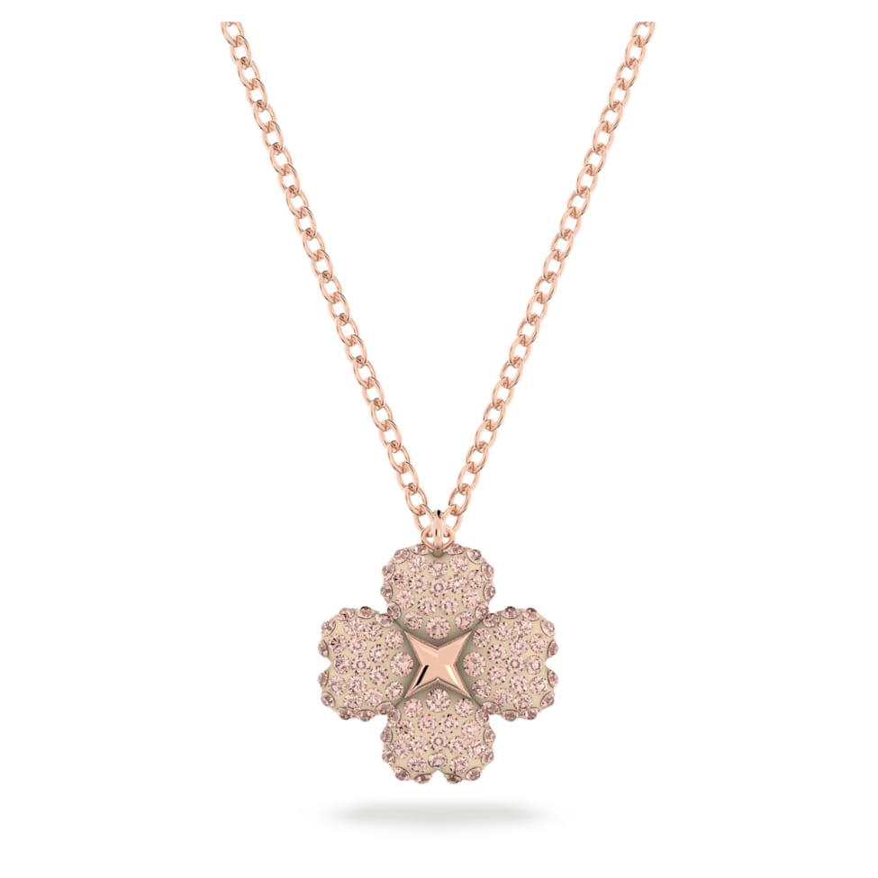 Latisha pendant, Flower, Pink, Rose gold-tone plated by SWAROVSKI