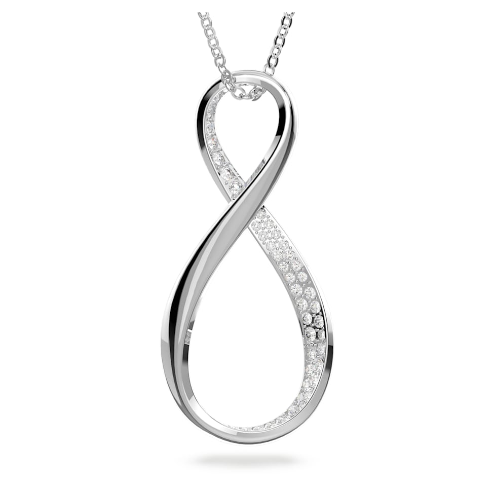 Exist pendant, Infinity, White, Rhodium plated by SWAROVSKI