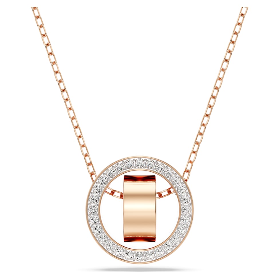 Hollow pendant, White, Rose gold-tone plated by SWAROVSKI