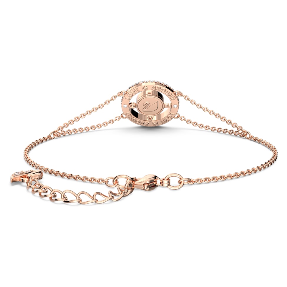 Admiration - Love bracelet, Round cut, White, Rose gold-tone plated by SWAROVSKI