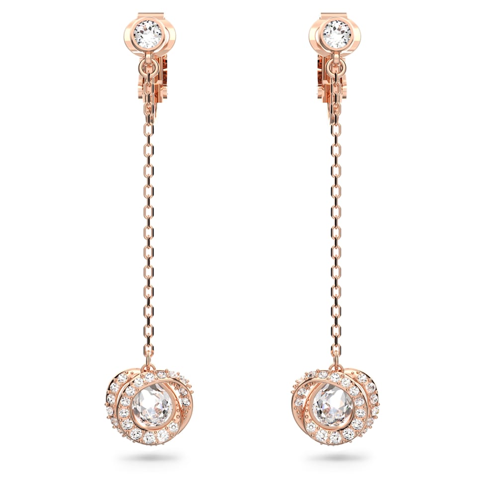 Generation clip earrings, White, Rose gold-tone plated by SWAROVSKI