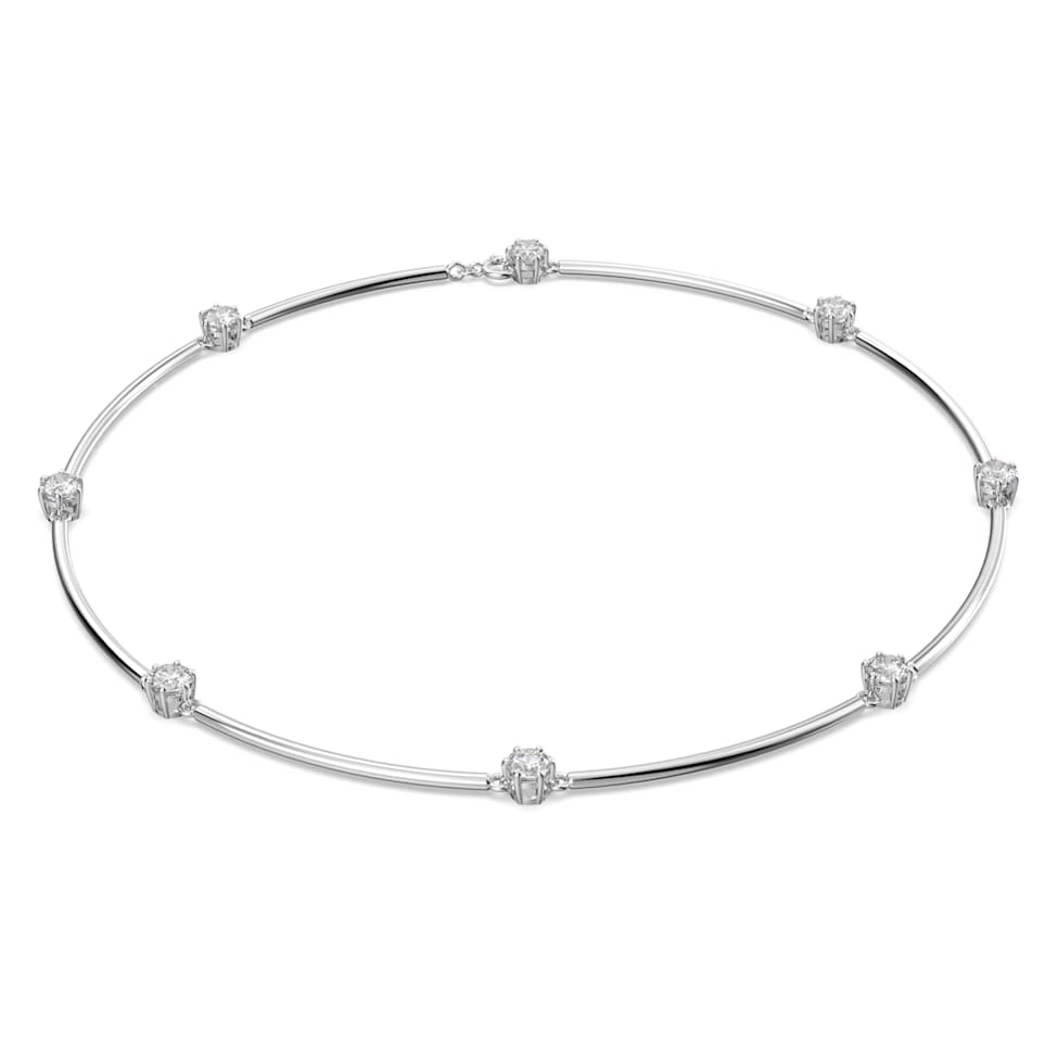Constella necklace, Round cut, White, Rhodium plated by SWAROVSKI