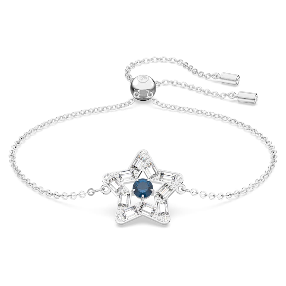 Stella bracelet, Mixed cuts, Star, Blue, Rhodium plated by SWAROVSKI