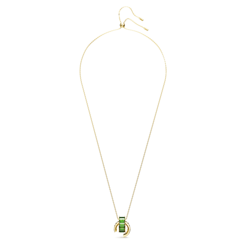 Matrix pendant, Baguette cut, Green, Gold-tone plated by SWAROVSKI